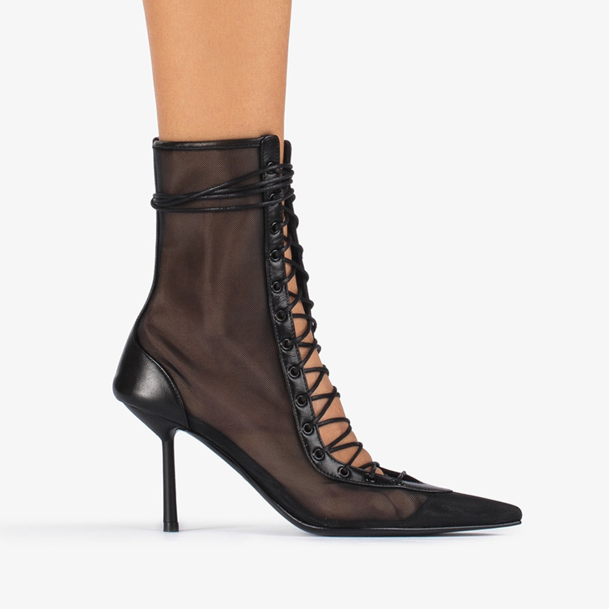 ヘアアクセサリー herlipto Back Slit Long Boots black 38 COLETTE ANKLE BOOT 80 mm BLACK/BLACK | Le Silla