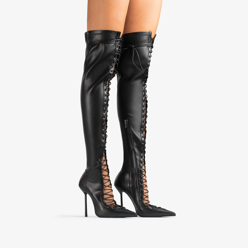 COLETTE THIGH-HIGH BOOT 120 mm - Lace Up Boots - Colette | LE SILLA 